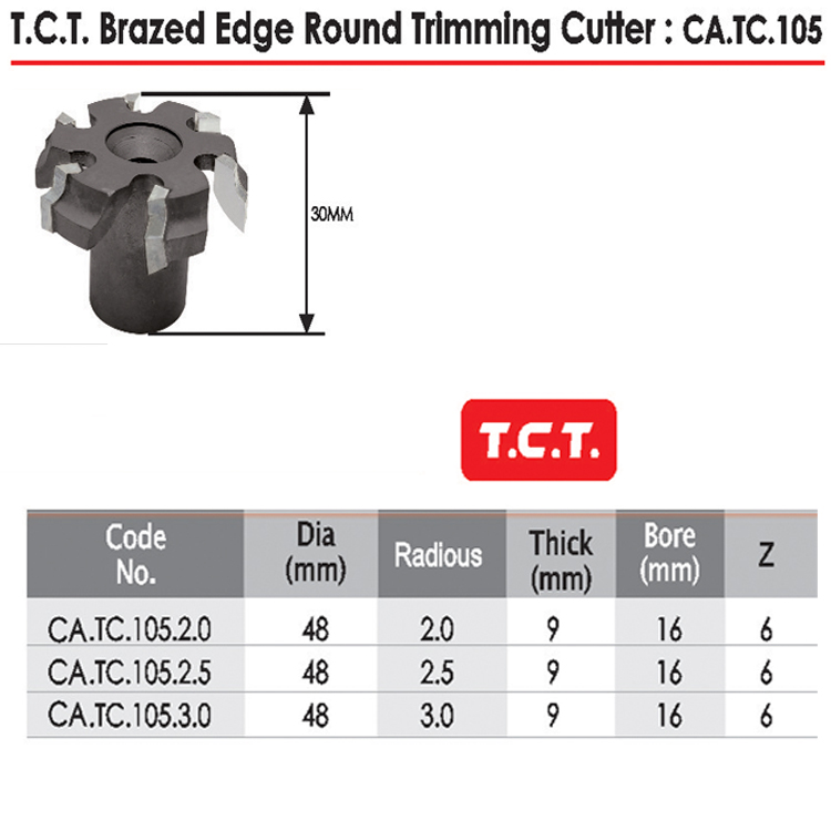 T.C.T Brazed Edge Round Trimming Cutter CA-TC-105